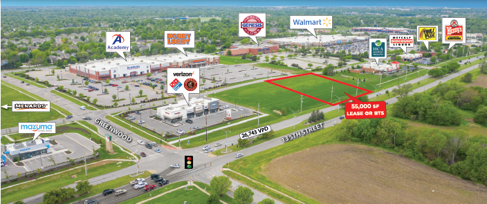 Alden Center Pad – 55,000 SF Available – 135th & Greenwood